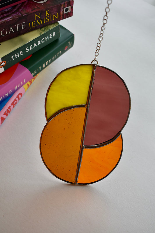 Harvest Twilight Stained Glass Sun Catcher – Half Circle Design