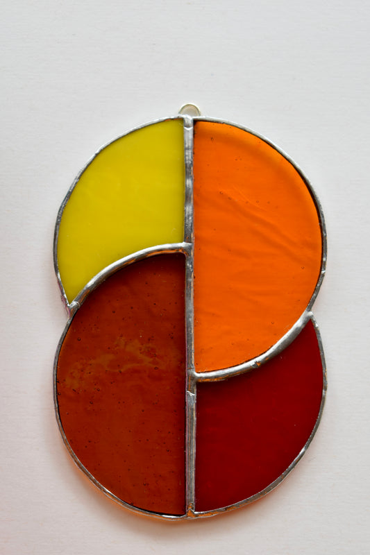 Autumn Glow Stained Glass Sun Catcher – Half Circle Design