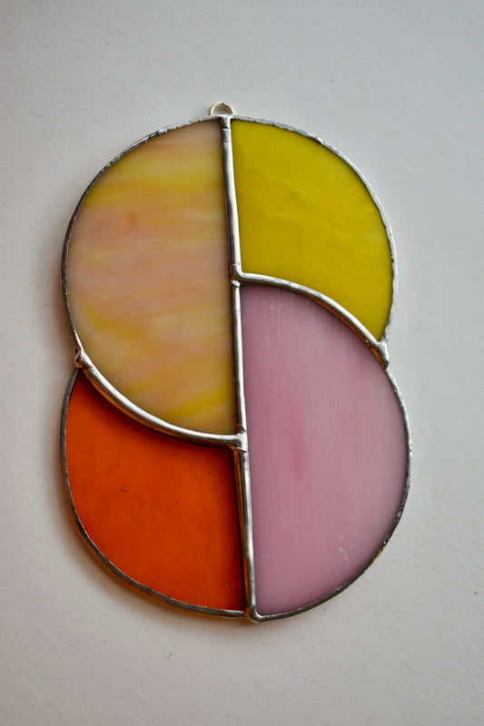Sunrise Glow Stained Glass Sun Catcher – Half Circle Design