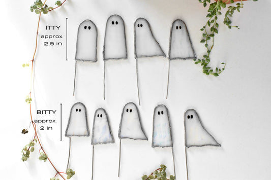 Iridescent Ghost Stained Glass Plant Stakes