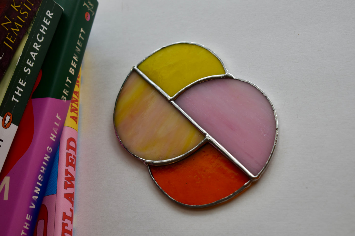 Sunrise Glow Stained Glass Sun Catcher –  Half Circle Design