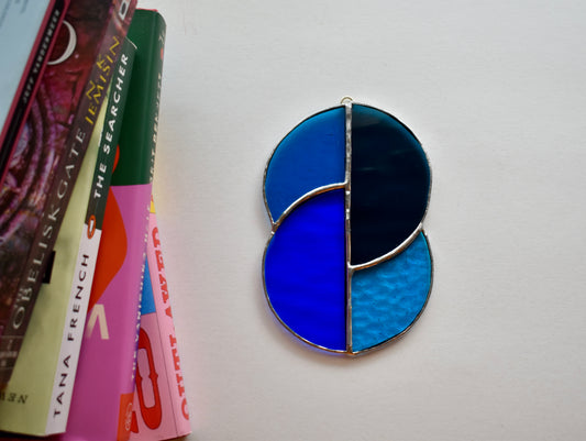 Blue Horizon Stained Glass Sun Catcher – Half Circle Design