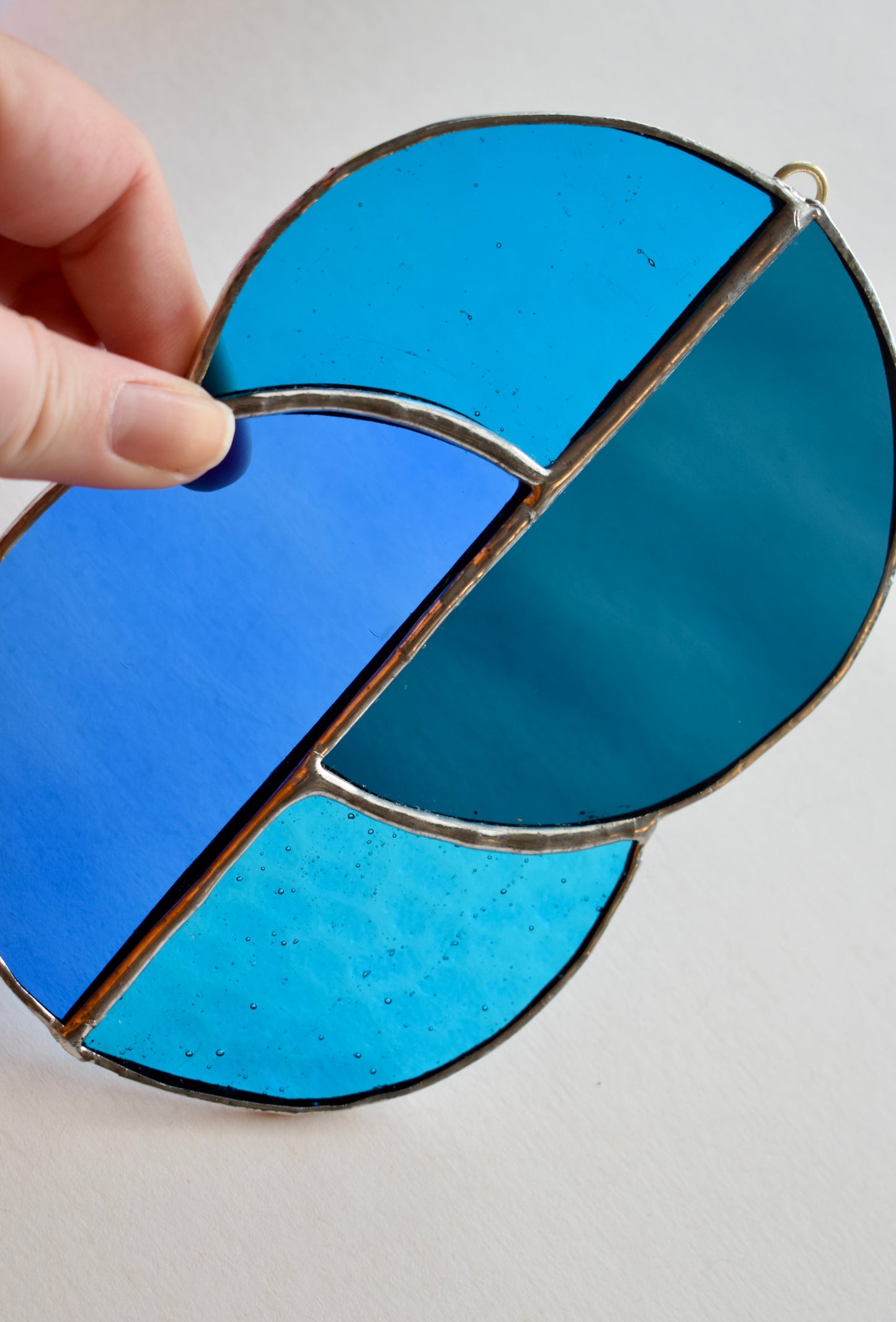 Blue Horizon Stained Glass Sun Catcher – Half Circle Design