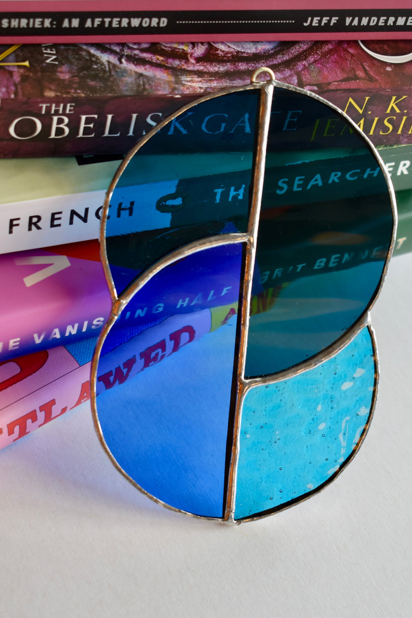 Blue Horizon Stained Glass Sun Catcher – Half Circle Design