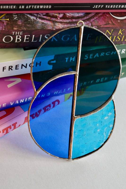 Blue Horizon Stained Glass Sun Catcher – Half Circle Design